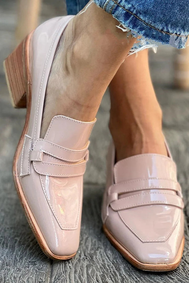 Shiny Wide Heel Moccasins