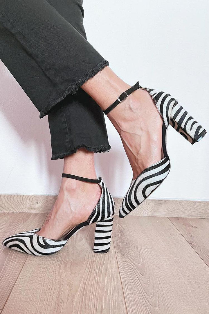 Ankle Strap Zebra Print Heels