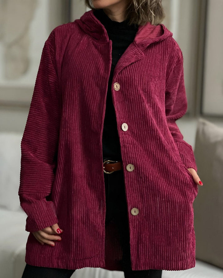 Cordia Comfortable Hooded Corduroy Jacket