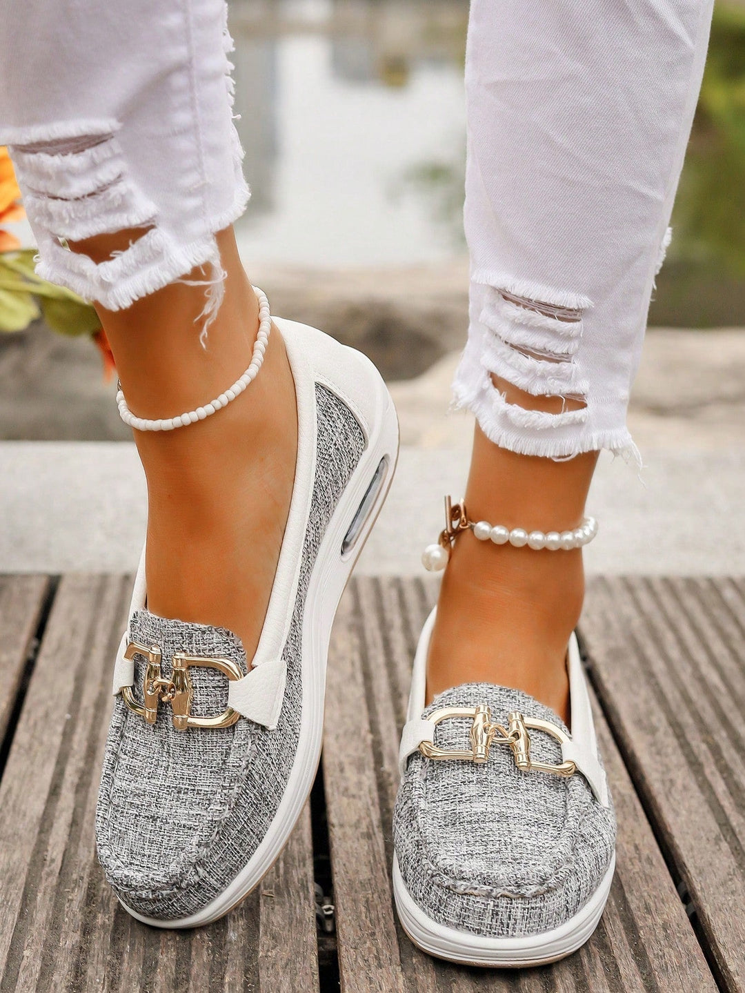 Elly Stylish Buckle Loafers