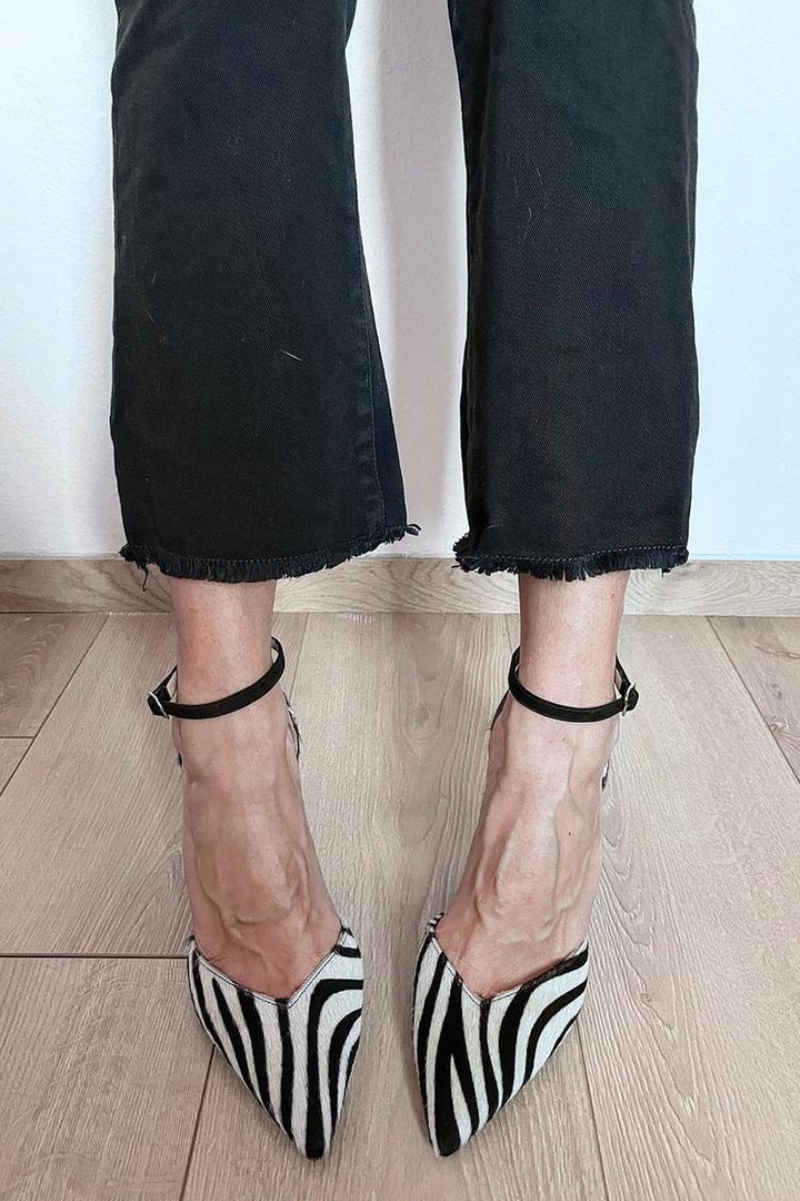 Ankle Strap Zebra Print Heels