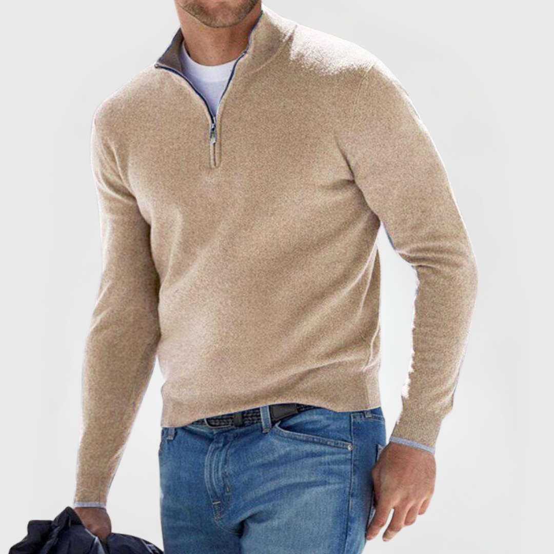 Renzino Chic Zip-Front Sweater