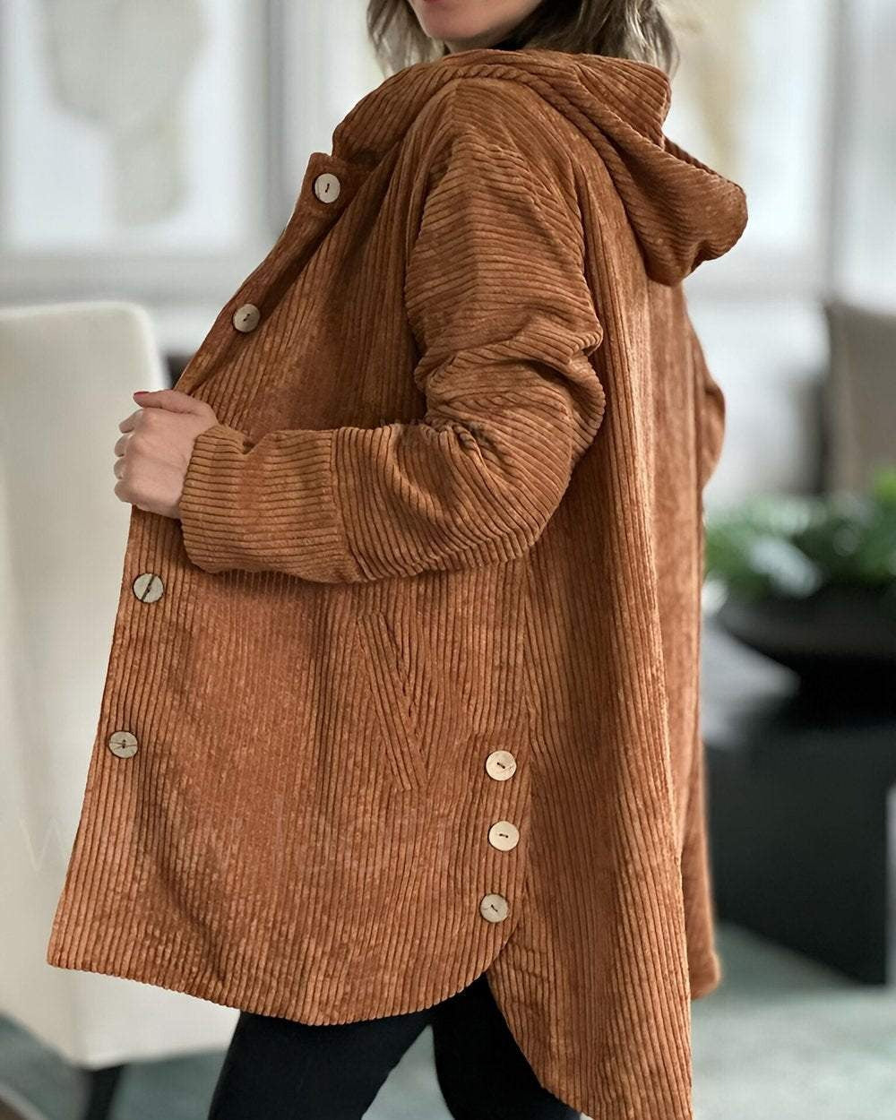 Cordia Comfortable Hooded Corduroy Jacket