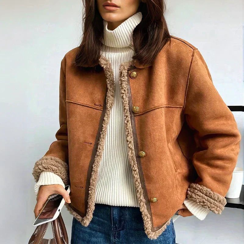 Rosalie Sheepskin Jacket with Button Detail