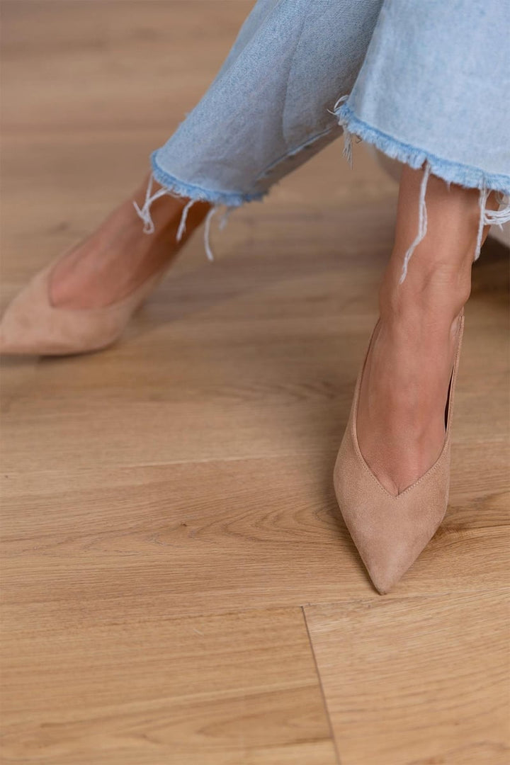Suede Backless Heels